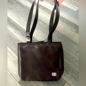 ESprit Vintage Brown Leather snap closure Shoulder Bag Tote Purse Womens